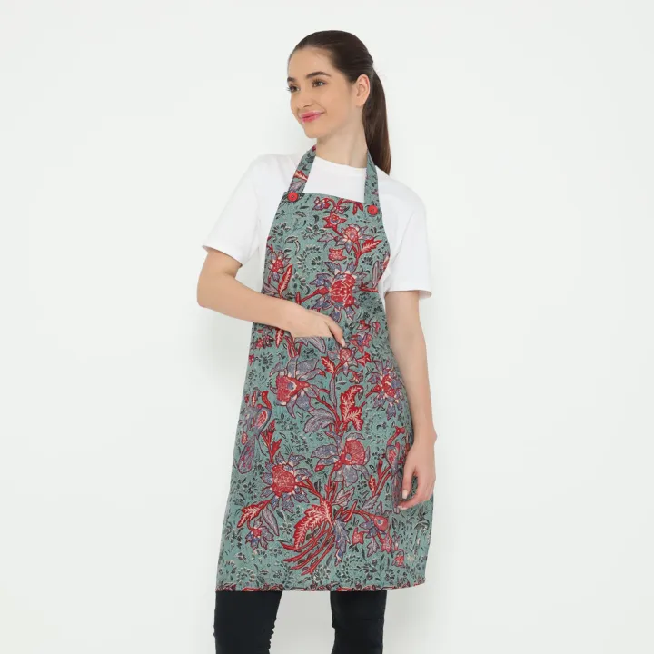 Batik Bloom Apron, handcrafted batik kitchen apron — detail 11