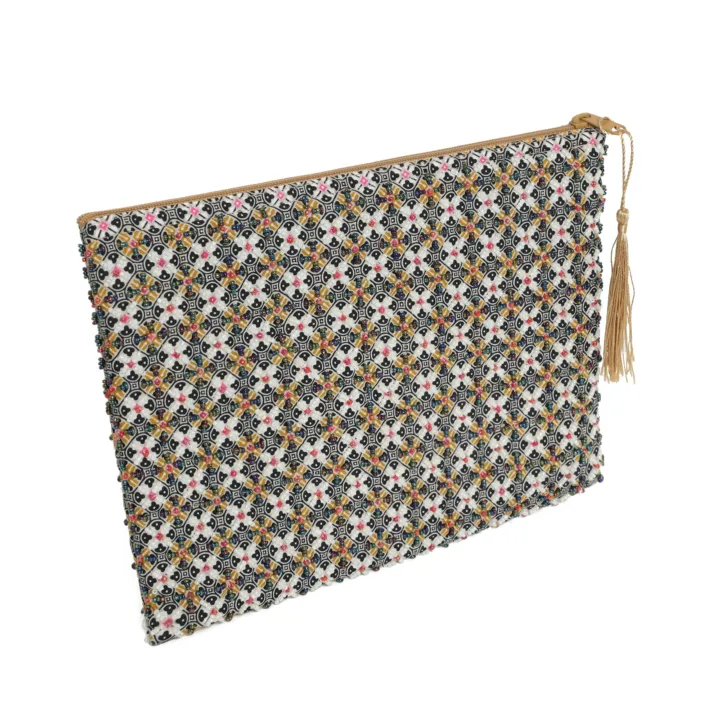 Elegant Batik Pouch set, 3 zip pouches with tassels — detail 4