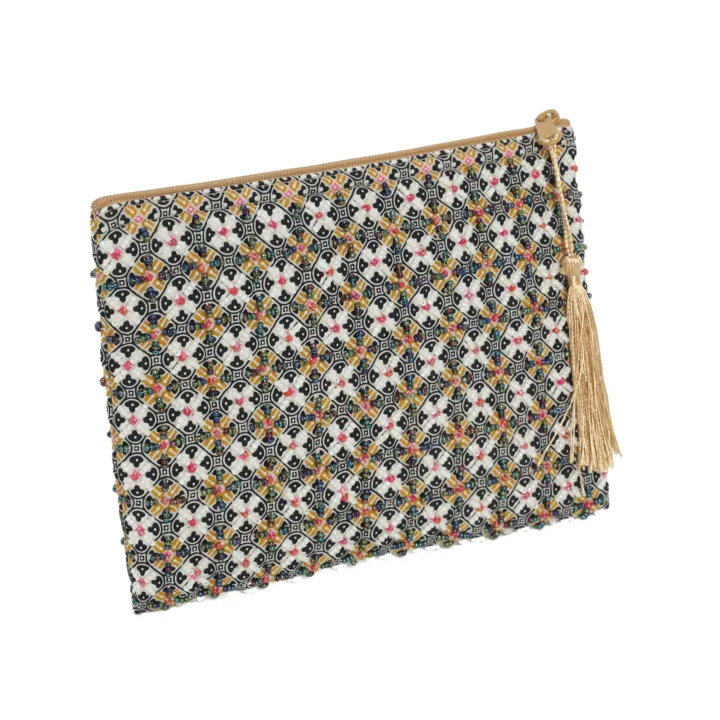 Elegant Batik Pouch set, 3 zip pouches with tassels — detail 3