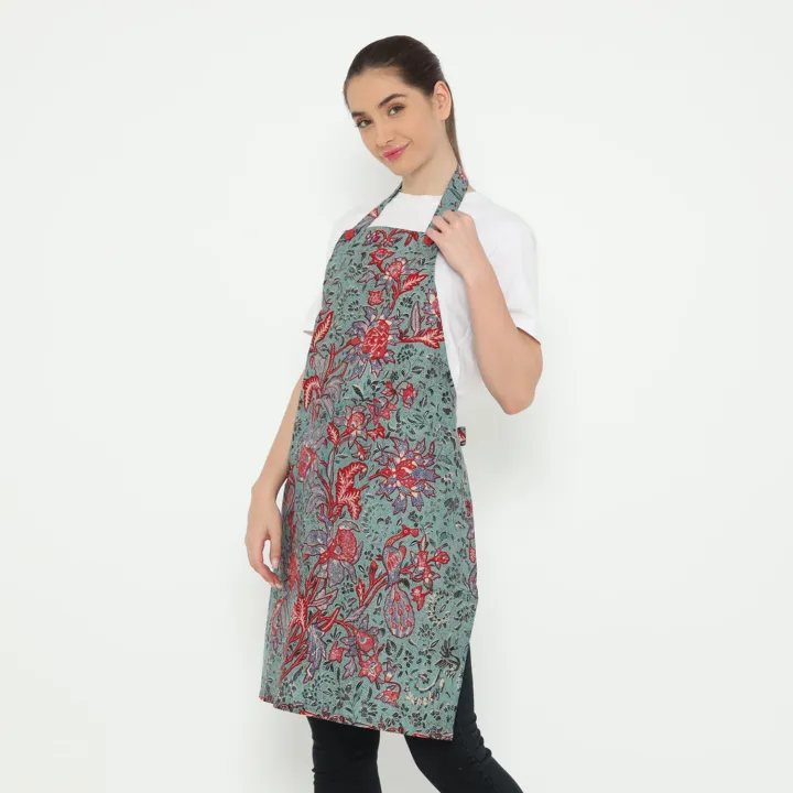 Batik Bloom Apron, handcrafted batik kitchen apron — detail 6