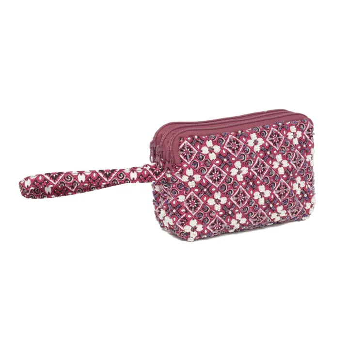 Handcrafted Beaded Batik Coin Pouch, zip pouch — detail 4