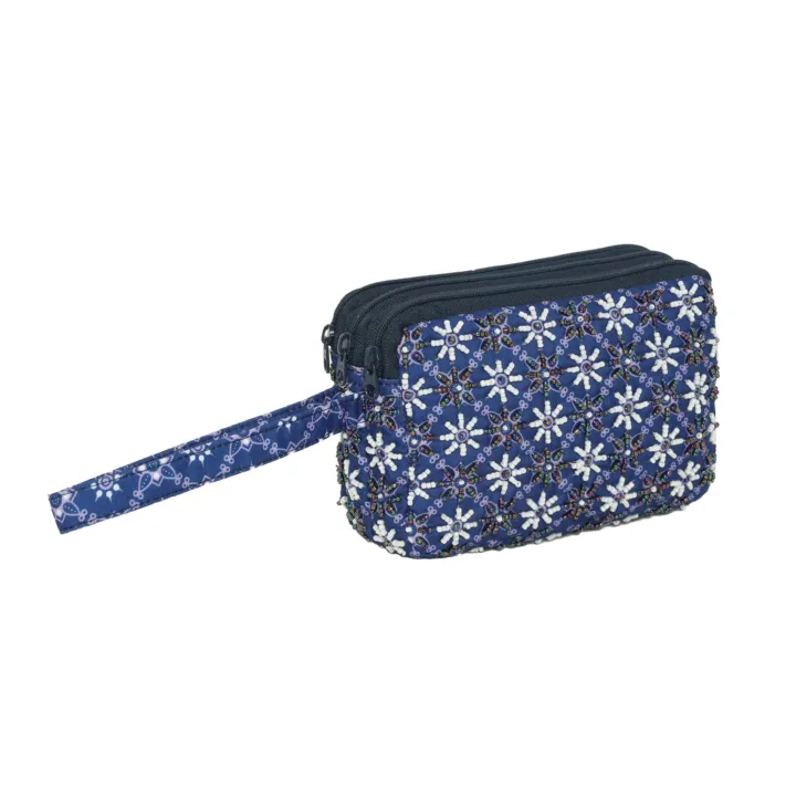 Handcrafted Beaded Batik Coin Pouch, zip pouch — detail 3