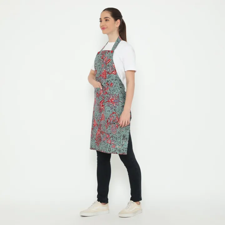 Batik Bloom Apron, handcrafted batik kitchen apron — detail 7