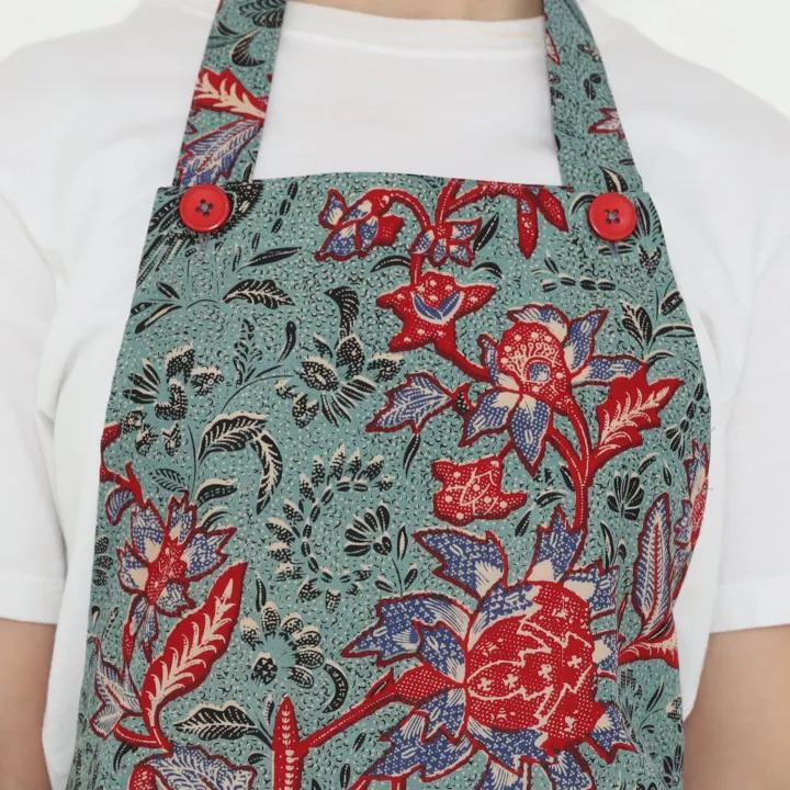 Batik Bloom Apron, handcrafted batik kitchen apron — detail 12