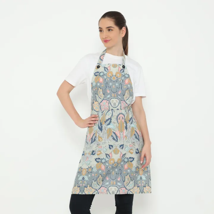 Batik Bloom Apron, handcrafted batik kitchen apron — detail 8