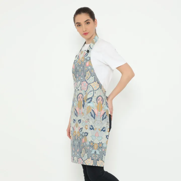 Batik Bloom Apron, handcrafted batik kitchen apron — detail 9