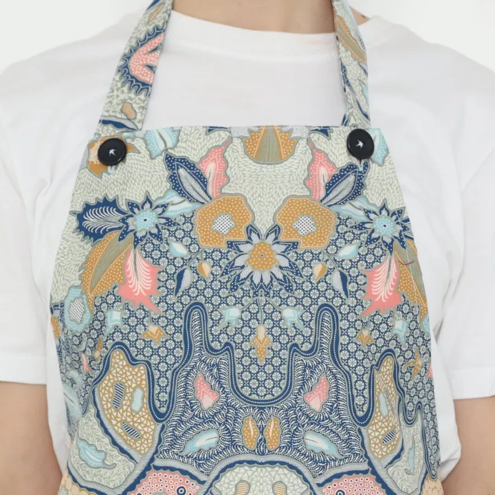 Batik Bloom Apron, handcrafted batik kitchen apron — detail 13