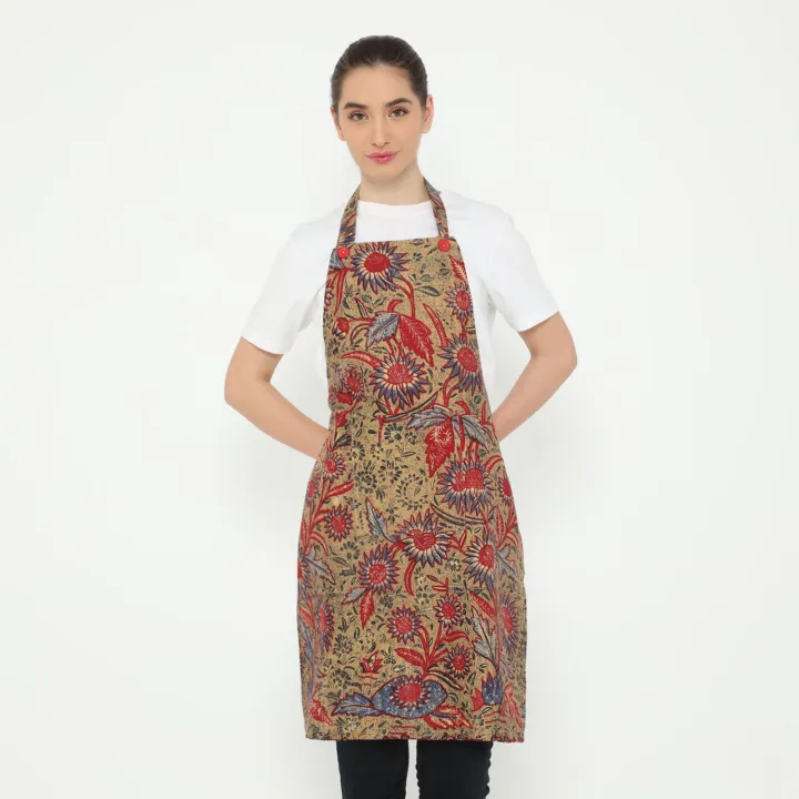 Batik Bloom Apron, handcrafted batik kitchen apron — detail 5