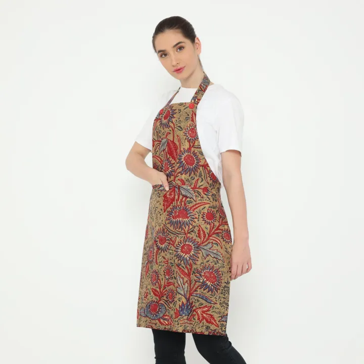 Batik Bloom Apron, handcrafted batik kitchen apron — detail 3