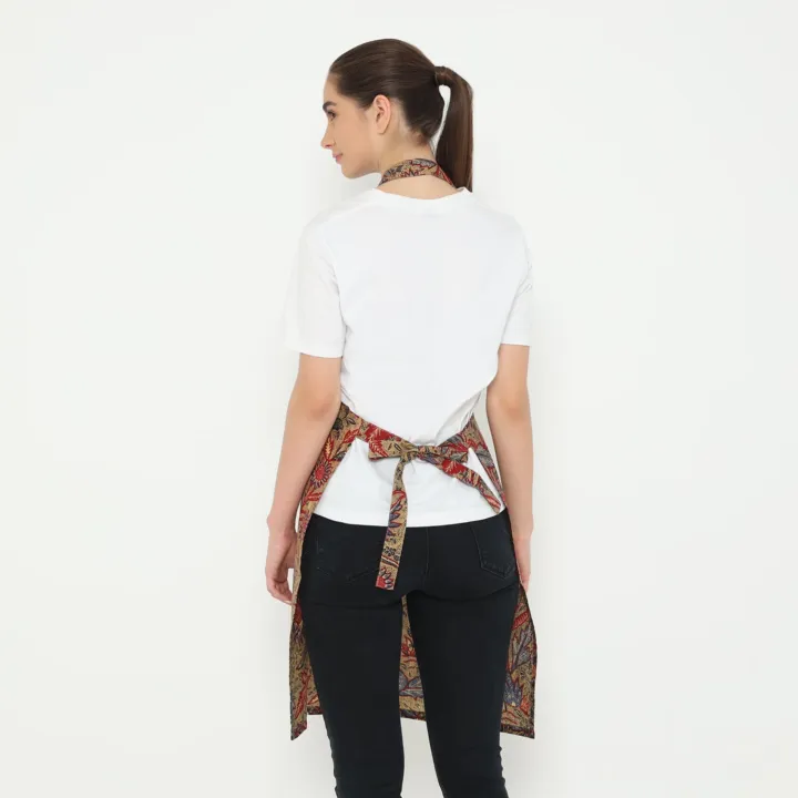 Batik Bloom Apron, handcrafted batik kitchen apron — detail 4