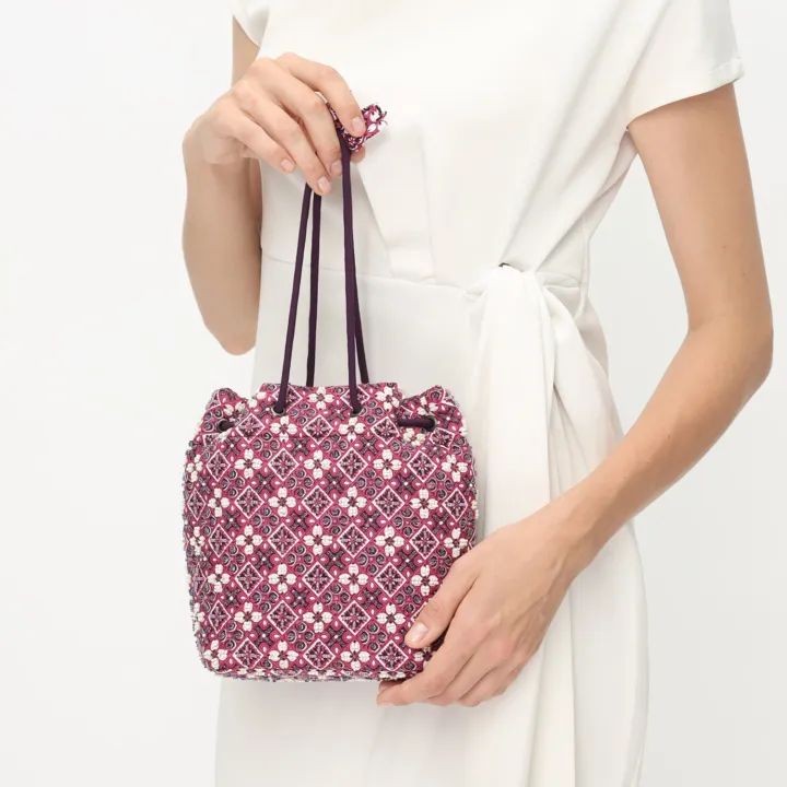 Amethyst Batik Charm, drawstring batik bag — detail 2
