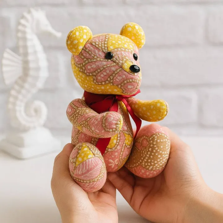 Batik Blossom Teddy, pastel batik teddy bear — detail 3