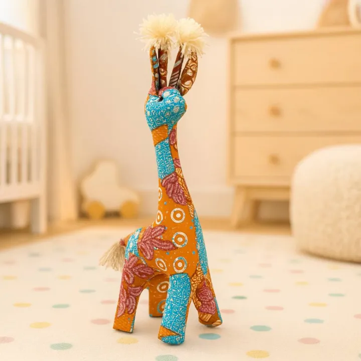 Batik Radiance Giraffe, yellow batik plush giraffe — detail 3