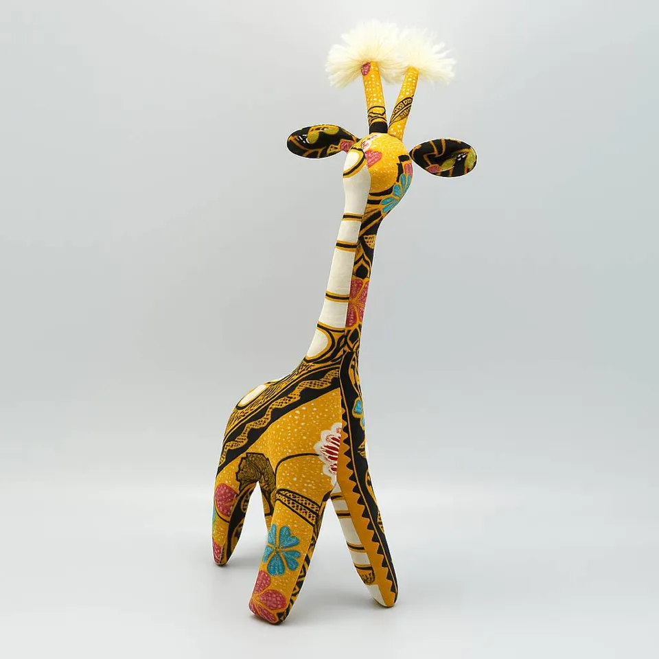 Batik Sunrise Giraffe, orange batik plush giraffe