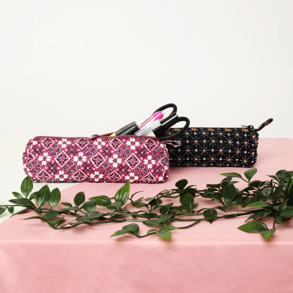Beaded Batik Pencil Case, zip pouch