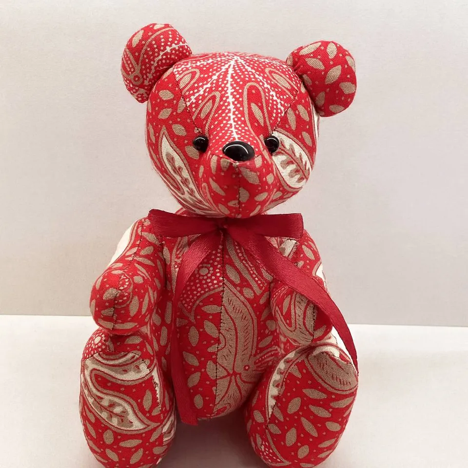Batik Ruby Teddy, red batik teddy bear