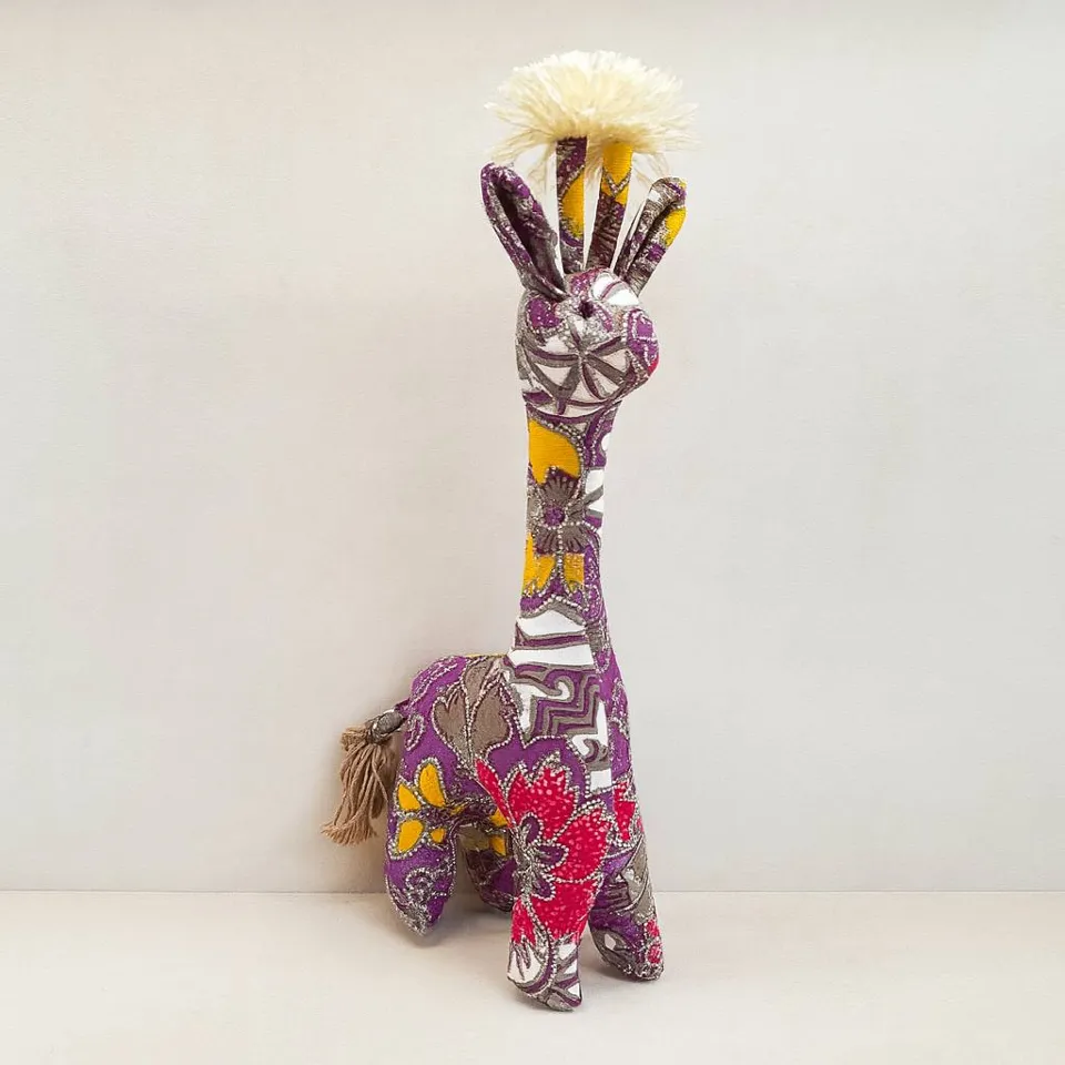 Batik Violet Giraffe, handmade batik plush giraffe
